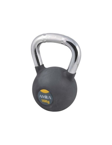 Kettlebell με επένδυση Λάστιχου και Λαβή Χρωμίου Rubber Cover Cr 16kg