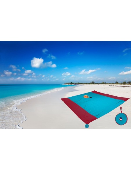 Ticket to the moon Beach Blanket Aqua - Burgundy (1534)