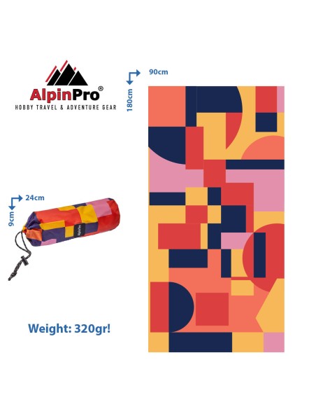 Πετσέτα AlpinTech Microfiber DryFast Paint XXL 90x180 Shapes IΙ