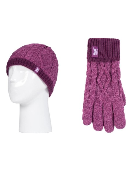 Παιδικό Set Σκούφου - Γάντια Heat Holders Turn Over Hat & Gloves Pink - Purple