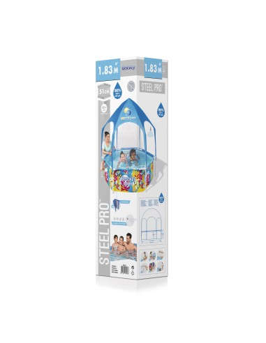 Πισίνα Bestway Steel Prο UV Splash-in-Shade Round Above Ground Pool 183x51cm