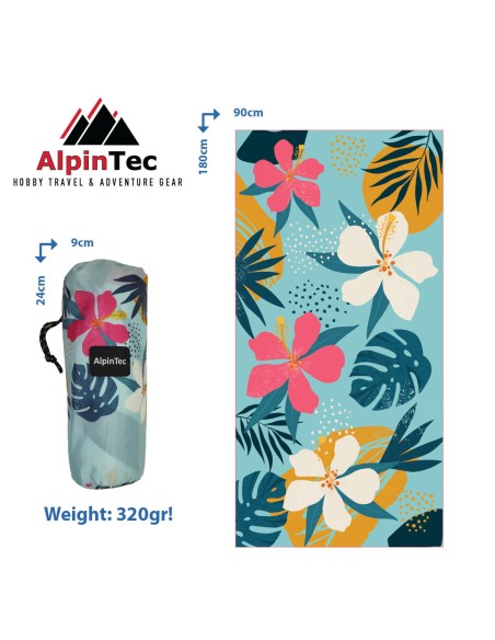 Πετσέτα AlpinTech Microfiber DryFast Paint XXL 90x180 Tropical