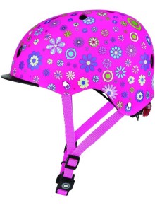 Παιδικό κράνος Globber Elite Lights Deep Pink Flowers XS/S - (48-53cm)