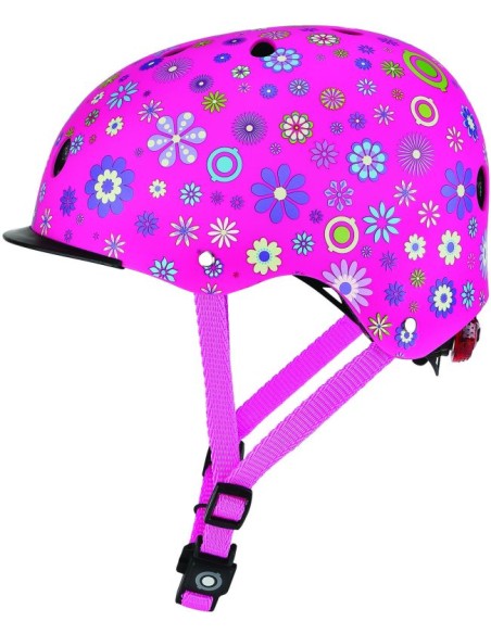 Παιδικό κράνος Globber Elite Lights Deep Pink Flowers XS/S - (48-53cm)