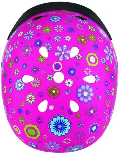 Παιδικό κράνος Globber Elite Lights Deep Pink Flowers XS/S - (48-53cm)
