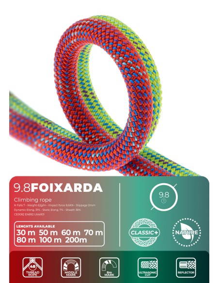Σχοινί Αναρρίχησης Fixe Climbing Foixarda 9,8 mm - 60m - Green