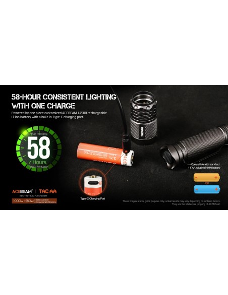 Φακός Acebeam TAC AA Grey 1000lm - 6500K + Battery