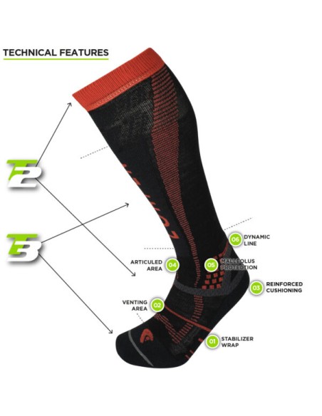 Κάλτσες Lorpen T3 Ski Light Eco Man Socks Black Orange
