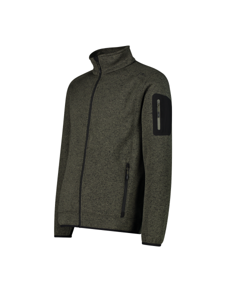 Ανδρικό knit-tech fleece Jacket CMP Olive - Nero