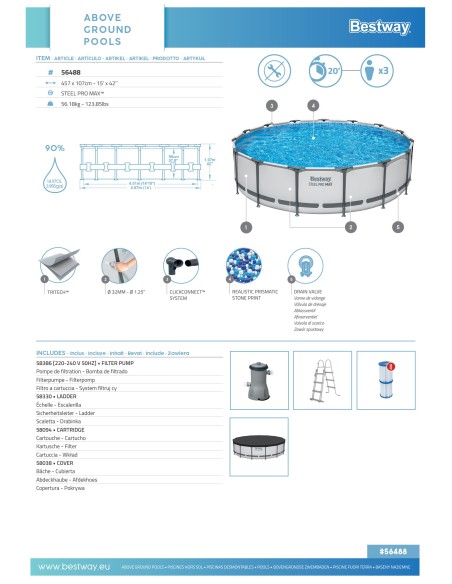 Στρογγύλη Πισίνα Bestway Pool 4.57m x 1.07m