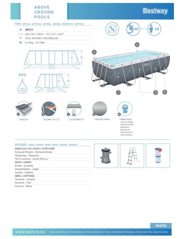 Παραλληλόγραμμη Πισίνα Bestway Pool 4.04m x 2.01m x 1.00m