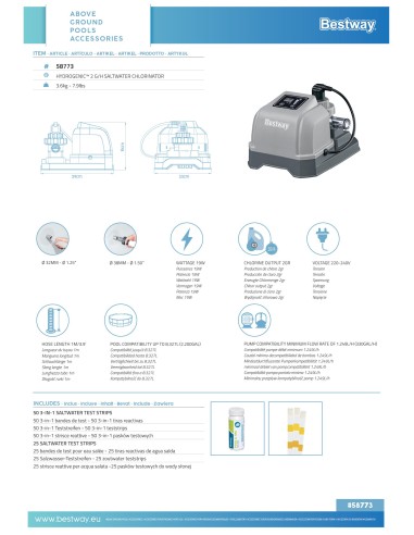 Χλωριοποιητής Bestway Hydrogenic 2 g/h Saltwater Chlorinator