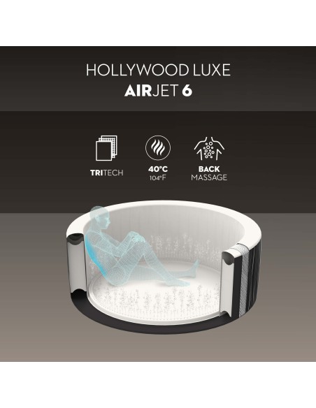 Lay-Z-Spa Hollywood Luxe AirJet 6 Black Waves Round (1.96m x 66cm)