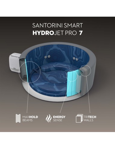 Lay-Z-Spa Santorini MaxHold EnergySense Smart Luxe HydroJet Pro 7 Grey Round (2.16m x 80cm)