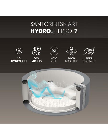Lay-Z-Spa Santorini MaxHold EnergySense Smart Luxe HydroJet Pro 7 Grey Round (2.16m x 80cm)