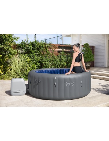 Lay-Z-Spa Santorini MaxHold EnergySense Smart Luxe HydroJet Pro 7 Grey Round (2.16m x 80cm)