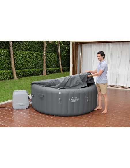 Lay-Z-Spa Santorini MaxHold EnergySense Smart Luxe HydroJet Pro 7 Grey Round (2.16m x 80cm)