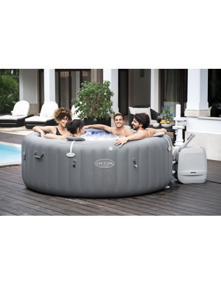 Lay-Z-Spa Santorini MaxHold EnergySense Smart Luxe HydroJet Pro 7 Grey Round (2.16m x 80cm)
